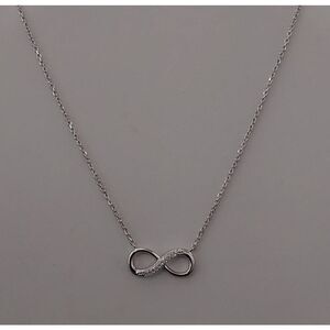Sparkling Genuine Diamond Simulant Infinity Symbol Design Necklace~925 SS